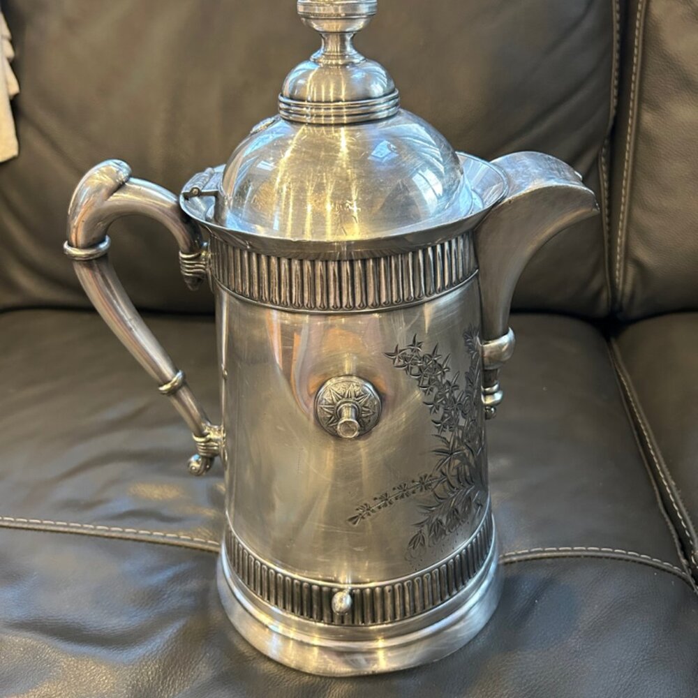 ANTIQUE PAIRPOINT SILVERPLATE SILVER PLATE TILTING WATER PITCHER